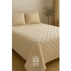 WorthWhile Nora Çift Kişilik Yatak Örtüsü 240x260 | Cappuccino Şönil Kumaş, Halka Desenli, Yumuşak Dokulu