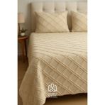 Worthwhile Vera Çift Kişilik Yatak Örtüsü 240x260 | Cappuccino Şönil Kumaş, Baklava Desen, Yumuşak Dokulu - Cappucino - 240 x 260 cm