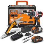 Worx Wx354.4ck 20Volt/4.0Ah Li-İon Çift Akülü Kömürsüz Profesyonel Şarjlı Darbeli Matkap + Da980045 9 Çok Fonksiyonlu 27Cm Çelik Kamp Çakısı