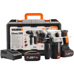 Worx WX380 20Volt 4.0Ah. 2.2J Li-ion Çift Akülü Şarjlı Profesyonel SDS-Plus Pnömatik Kırıcı Delici