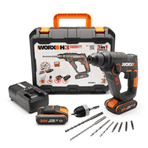 Worx WX390.1 20 V 2.0 Ah Li-İon 1.2j 8 Adet Uç Mandren Profesyonel SDS-Plus Pnömatik Çift Akülü Şarjlı Matkap