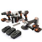 Worx WXKS5 WX354.9 + WX272.9 + WX380.9 + WX812.9 + WA3601 20V 2 Ah Pro Kombo Set