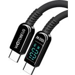 WOTOBEUS USB C - USB-C Kablosu Süper Hızlı Şarj 6.5 ft, PD 100W PPS45W, LED Ekran ve 5A E-İşaretleyici, Çinko Alaşım ve Silikon, iPhone 16 15 Pro Max, iPad, MacBook, Galaxy S24/S23 Ultra, Piksel için