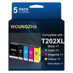 Woungzha Uyumlu 202XL Kartuşları Epson 202XL 202 XL için Mürekkep Kartuşu Epson Expression Premium XP-6100 XP-6000 XP-6105 XP-6005 XP-6001 (5-Pack)