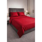 Wova Home Burgundy Stripe Çift Kişilik Nevresim Takımı%90 Pamuk 83 Tel Saten Çizgili Lastikli Çarşaflı Nevresim Takımı 200x220 Cm