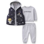 Wow Erkek Bebek 3’lü Takım – Uzay Desenli Şişme Yelek, Sweatshirt ve Eşofman Altı - 24 Ay - 0-Lacivert