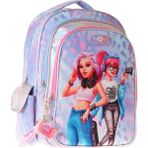 Wow Generation Kız Çocuk Cool Desenli (Mavi - Pembe) Ilkokul ve Günlük Sırt Çantası (Üç Bölmeli) - W6039