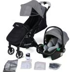 Wow Kabin Boy Tek Elle Kolay Katlanır Travel Bebek Arabası Autofold Grey Black