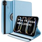 Wowacs Apple iPad Pro 11 2024 M4 Uyumlu Kılıf A2836 A2837 360 Dönebilen Pu Deri Standlı Tablet Kılıfı - Mavi