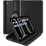 Wowacs Apple iPad Pro 11 2024 M4 Uyumlu Kılıf A2836 A2837 360 Dönebilen Pu Deri Standlı Tablet Kılıfı - Siyah