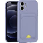 Wowacs Apple iPhone 11 Uyumlu Arka Kamera Korumalı Kart Koyulabilen Silikon Kartlıklı Kılıf Kapak - Lila