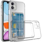 Wowacs Apple iPhone 12 Uyumlu Kılıf Kartlık Bölmeli Arkası Şeffaf Soft Dayanıklı Kılıf Kapak