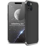 Wowacs Apple iPhone 13 ile Uyumlu Kılıf 3 Parçalı Tam Koruma Dayanıklı Soft Ince Kılıf - Siyah - Gri