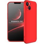 Wowacs Apple iPhone 13 Mini ile Uyumlu Kılıf 3 Parçalı Tam Koruma Dayanıklı Soft Ince Kılıf - Kırmızı