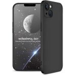 Wowacs Apple iPhone 13 Mini ile Uyumlu Kılıf 3 Parçalı Tam Koruma Dayanıklı Soft Ince Kılıf - Siyah