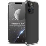 Wowacs Apple iPhone 13 Pro Max ile Uyumlu Kılıf 3 Parçalı Tam Koruma Dayanıklı Soft Ince Kılıf - Siyah - Gri