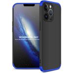 Wowacs Apple iPhone 13 Pro Max ile Uyumlu Kılıf 3 Parçalı Tam Koruma Dayanıklı Soft Ince Kılıf - Siyah - Mavi