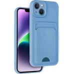 Wowacs Apple iPhone 13 Uyumlu Arka Kamera Korumalı Kart Koyulabilen Silikon Kartlıklı Kılıf Kapak - Mavi
