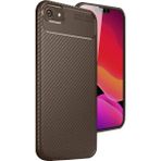 Wowacs Apple iPhone 16E Uyumlu Kılıf Karbon Tasarım Kamera Korumalı Silikon Telefon Kılıfı Kapak - Kahverengi