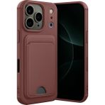 Wowacs Apple iPhone 17 Pro Max Uyumlu Arka Kamera Korumalı Kart Koyulabilen Silikon Kartlıklı Kılıf Kapak - Bordo