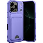 Wowacs Apple iPhone 17 Pro Max Uyumlu Arka Kamera Korumalı Kart Koyulabilen Silikon Kartlıklı Kılıf Kapak - Lila