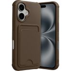 Wowacs Apple iPhone 17 Uyumlu Arka Kamera Korumalı Kart Koyulabilen Silikon Kartlıklı Kılıf Kapak - Kahverengi