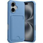 Wowacs Apple iPhone 17 Uyumlu Arka Kamera Korumalı Kart Koyulabilen Silikon Kartlıklı Kılıf Kapak - Mavi