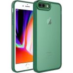 Wowacs Apple iPhone 7 Plus ile Uyumlu Kılıf Kamera Korumalı Transparan Arka Yüzey Telefon Kılıfı - Koyu Yeşil