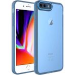 Wowacs Apple iPhone 7 Plus ile Uyumlu Kılıf Kamera Korumalı Transparan Arka Yüzey Telefon Kılıfı - Mavi