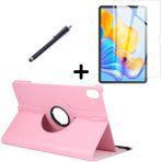 Wowacs Huawei Honor Pad 8 12 Inç Uyumlu 360° Dönebilen Standlı Tablet Kılıfı Ekran Koruyucu ve Kalem Seti - Açık Pembe