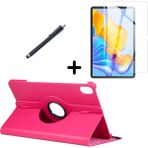 Wowacs Huawei Honor Pad 8 12 Inç Uyumlu 360° Dönebilen Standlı Tablet Kılıfı Ekran Koruyucu ve Kalem Seti - Pembe