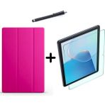 Wowacs Huawei Matepad Se 10.4 Inç Uyumlu Uyku Modlu Smart Tablet Kılıfı Ekran Koruyucu ve Kalem Seti - Pembe