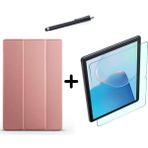 Wowacs Huawei Matepad Se 10.4 Inç Uyumlu Uyku Modlu Smart Tablet Kılıfı Ekran Koruyucu ve Kalem Seti - Rose Gold