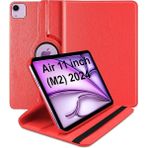 Wowacs iPad Air 11 2024 (A2902-A2903) M2 Uyumlu Dönebilen Pu Deri Standlı Tablet Kılıfı - Kırmızı - iPad Air 11 2024 (M2)