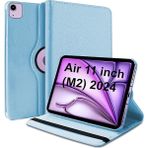 Wowacs iPad Air 11 2024 (A2902-A2903) M2 Uyumlu Dönebilen Pu Deri Standlı Tablet Kılıfı - Mavi - iPad Air 11 2024 (M2)