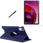 Wowacs Lenovo Tab K11 TB-330FU Uyumlu Kılıf Dönebilen Standlı Tablet Kılıfı + Ekran Koruyucu + Kalem - Lacivert - Tab K11 TB330FU