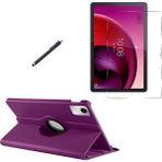 Wowacs Lenovo Tab K11 TB-330FU Uyumlu Kılıf Dönebilen Standlı Tablet Kılıfı + Ekran Koruyucu + Kalem - Mor - Tab K11 TB330FU