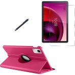 Wowacs Lenovo Tab K11 TB-330FU Uyumlu Kılıf Dönebilen Standlı Tablet Kılıfı + Ekran Koruyucu + Kalem - Pembe - Tab K11 TB330FU