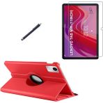 Wowacs Lenovo Tab M11 TB-330FU Uyumlu Kılıf Dönebilen Standlı Tablet Kılıfı + Ekran Koruyucu + Kalem - Kırmızı - Tab M11 TB330FU