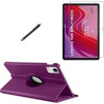 Wowacs Lenovo Tab M11 TB-330FU Uyumlu Kılıf Dönebilen Standlı Tablet Kılıfı + Ekran Koruyucu + Kalem - Mor - Tab M11 TB330FU