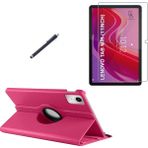 Wowacs Lenovo Tab M11 TB-330FU Uyumlu Kılıf Dönebilen Standlı Tablet Kılıfı + Ekran Koruyucu + Kalem - Pembe - Tab M11 TB330FU