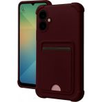 Wowacs Samsung Galaxy A07 Uyumlu Arka Kamera Korumalı Kart Koyulabilen Silikon Kartlıklı Kılıf Kapak - Bordo