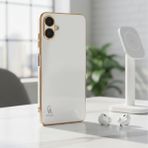 Wowacs Samsung Galaxy A07 Uyumlu Kılıf Kenarları Parlak Altın Renkli Kamera Korumalı Soft Tasarım Kılıf - Beyaz