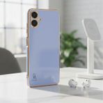 Wowacs Samsung Galaxy A07 Uyumlu Kılıf Kenarları Parlak Altın Renkli Kamera Korumalı Soft Tasarım Kılıf - Mavi