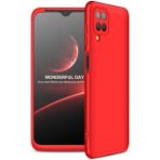 Wowacs Samsung Galaxy A12 ile Uyumlu Kılıf 3 Parçalı Tam Koruma Dayanıklı Soft Ince Kılıf - Kırmızı