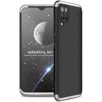 Wowacs Samsung Galaxy A12 ile Uyumlu Kılıf 3 Parçalı Tam Koruma Dayanıklı Soft Ince Kılıf - Siyah - Gri
