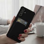 Wowacs Samsung Galaxy A17 Uyumlu Arka Kamera Korumalı Kart Koyulabilen Silikon Kartlıklı Kılıf Kapak - Siyah