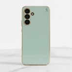 Wowacs Samsung Galaxy A17 Uyumlu Kılıf Kenarları Parlak Altın Renkli Kamera Korumalı Soft Tasarım Kılıf - Açık Yeşil