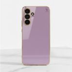 Wowacs Samsung Galaxy A17 Uyumlu Kılıf Kenarları Parlak Altın Renkli Kamera Korumalı Soft Tasarım Kılıf - Mor