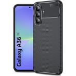 Wowacs Samsung Galaxy A36 Uyumlu Kılıf Karbon Tasarım Kamera Korumalı Silikon Telefon Kılıfı Kapak - Siyah